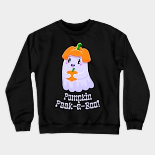 Pumpkin Peek-a-Boo! - Playful Ghost Halloween Crewneck Sweatshirt